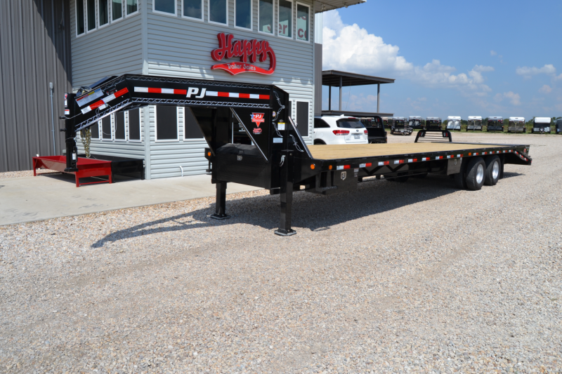 2017 PJ Gooseneck Flatbed 102"x32' Powertail/Hydraulic Jacks Happy