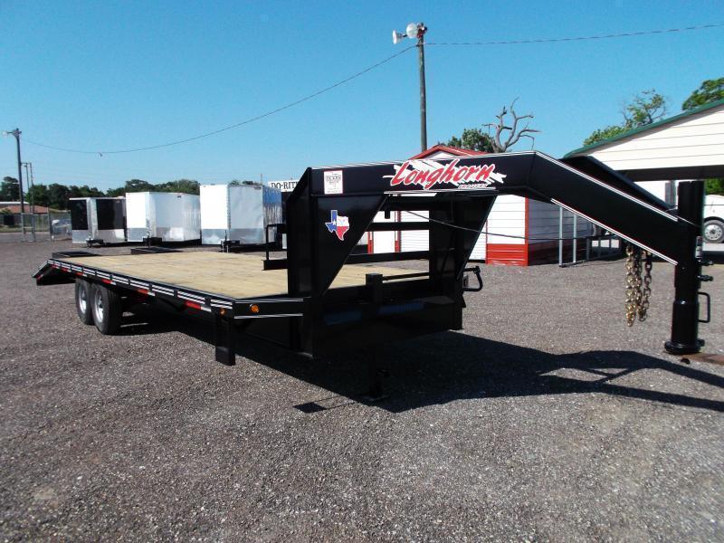 NEW 2019 102" x 25' Longhorn Gooseneck Flatdeck / 5ft Dovetail & Spring Assisted Heavy Duty Ramps NEW 2019 102" x 25' Longhorn Gooseneck Flatdeck / 5ft Dovetail & Spring Assisted Heavy Duty Ramps