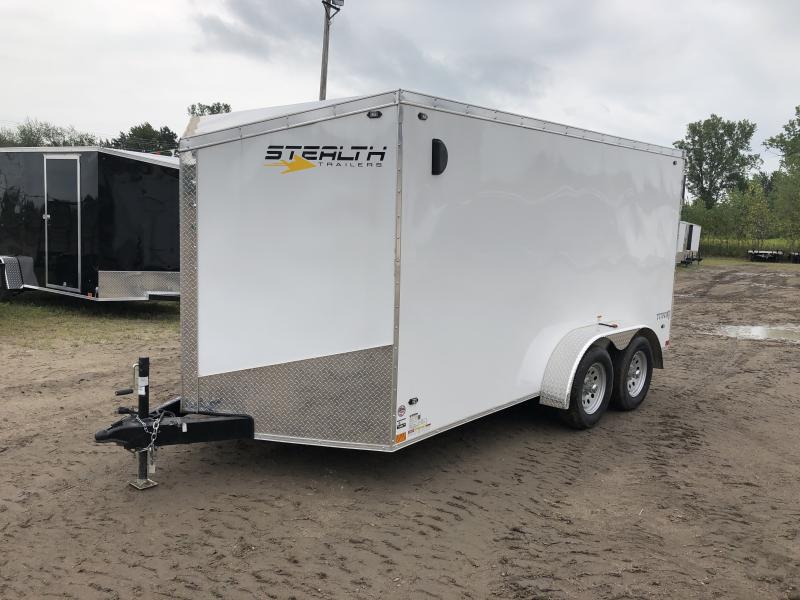 Stealth Trailers Titan 7X14 V-Nose Ramp Enclosed Trailer White Stealth Trailers Titan 7X14 V-Nose Ramp Enclosed Trailer White