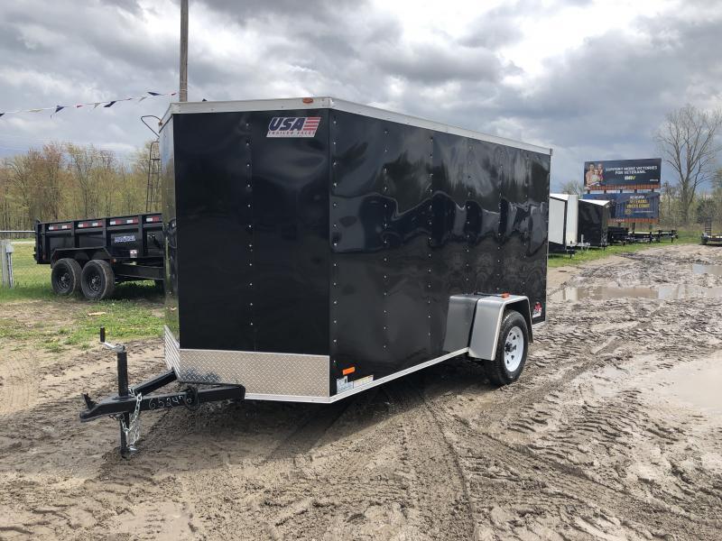 MTI Trailers USA 6X12 V-Nose Ramp Door Enclosed Cargo Trailer Black MTI Trailers USA 6X12 V-Nose Ramp Door Enclosed Cargo Trailer Black
