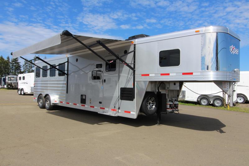 2019 Exiss Trailers 7410 - 10' SW LQ with Slide Out 4 Horse All Aluminum Trailer - Easy Care Flooring Upgrade - Upgraded Interior - Metallic Gray Exterior Skin 2019 Exiss Trailers 7410 - 10' SW LQ with Slide Out 4 Horse All Aluminum Trailer - Easy Care Flooring Upgrade - Upgraded Interior - Metallic Gray Exterior Skin