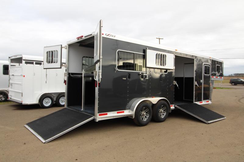 2019 Exiss Trailers 7200 SR - 2 plus 1 Horse Trailer - with Rear and Side Ramps - Metallic Black Exterior Color - REDUCED PRICE 2019 Exiss Trailers 7200 SR - 2 plus 1 Horse Trailer - with Rear and Side Ramps - Metallic Black Exterior Color - REDUCED PRICE