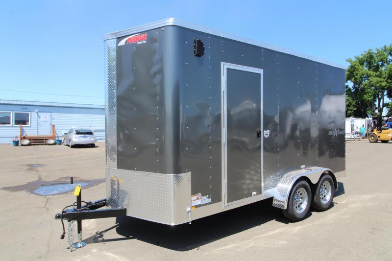 2020 Mirage Trailers Xpres 7x14 Motorcycle Trailer - Tandem axle - Charcoal metallic Exterior - Ramp rear door - Flat top - V Nose - Roof vent - 12" Extra height 2020 Mirage Trailers Xpres 7x14 Motorcycle Trailer - Tandem axle - Charcoal metallic Exterior - Ramp rear door - Flat top - V Nose - Roof vent - 12" Extra height