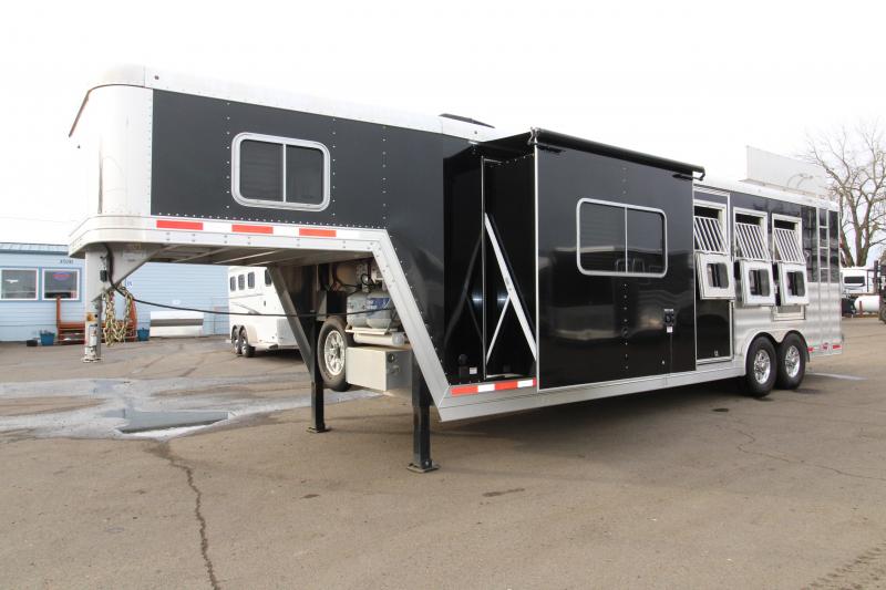 2016 Featherlite 9821 11' SW LQ with Slide Out 3 Horse Trailer - With Rear Ramp - Mangers - and Custom Diamond Plate Hay Rack 2016 Featherlite 9821 11' SW LQ with Slide Out 3 Horse Trailer - With Rear Ramp - Mangers - and Custom Diamond Plate Hay Rack