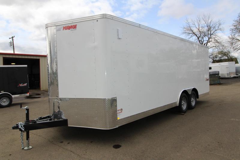 2019 Mirage Trailers Xpres 8.5 x 20 Tandem Axle Car / Racing Trailer - Rear Ramp - White Exterior Color 2019 Mirage Trailers Xpres 8.5 x 20 Tandem Axle Car / Racing Trailer - Rear Ramp - White Exterior Color
