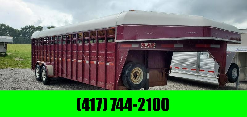 1994 24'X6'8"X6'6" BLAIR 14K GOOSENECK STOCK TRAILER W/GOOSENECK STORAGE FIBERGLASS TOP & NEW 14 PLY TIRES 1994 24'X6'8"X6'6" BLAIR 14K GOOSENECK STOCK TRAILER W/GOOSENECK STORAGE FIBERGLASS TOP & NEW 14 PLY TIRES