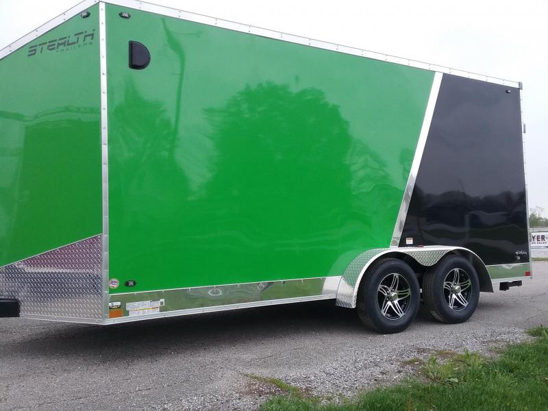 7x16 (+12" Additional Height) Stealth Titan Blackhawk Motorcycle Trailer*HAIL DAMAGED-CALL FOR DISCOUNT PRICING* 7x16 (+12" Additional Height) Stealth Titan Blackhawk Motorcycle Trailer*HAIL DAMAGED-CALL FOR DISCOUNT PRICING*