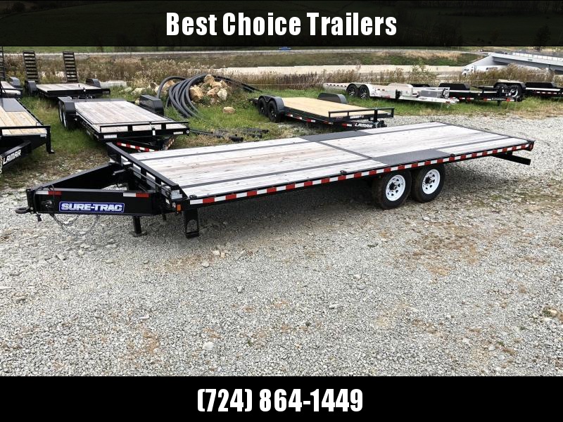 2017 Sure-Trac 102x25' 15000# GVW Flatbed Deckover Trailer * CLEARANCE - FREE ALUMINUM WHEELS 2017 Sure-Trac 102x25' 15000# GVW Flatbed Deckover Trailer * CLEARANCE - FREE ALUMINUM WHEELS