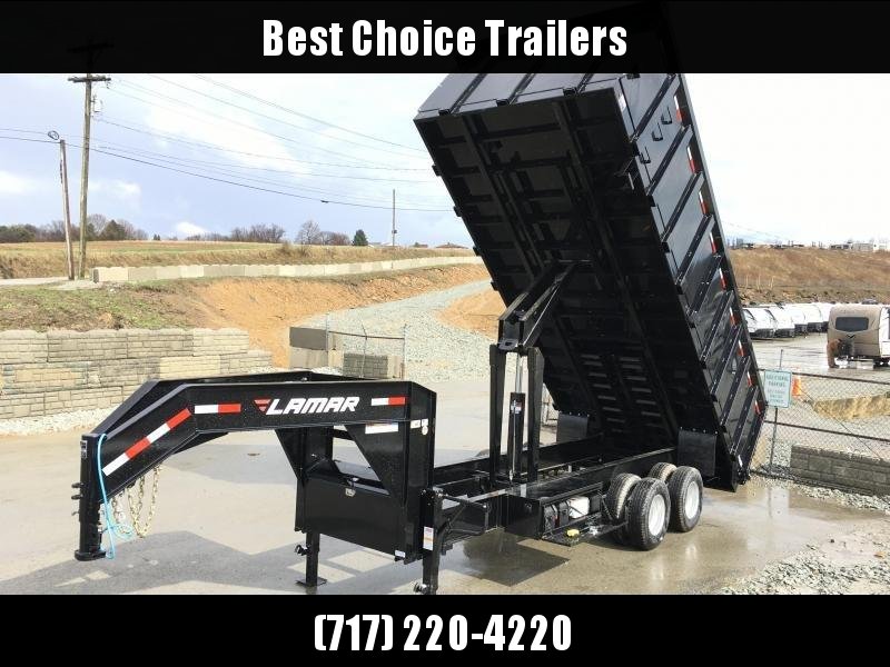 2018 Lamar 8x20' Gooseneck Deckover Dump Trailer 24000# GVW - 4' REMOVABLE SIDES 2018 Lamar 8x20' Gooseneck Deckover Dump Trailer 24000# GVW - 4' REMOVABLE SIDES