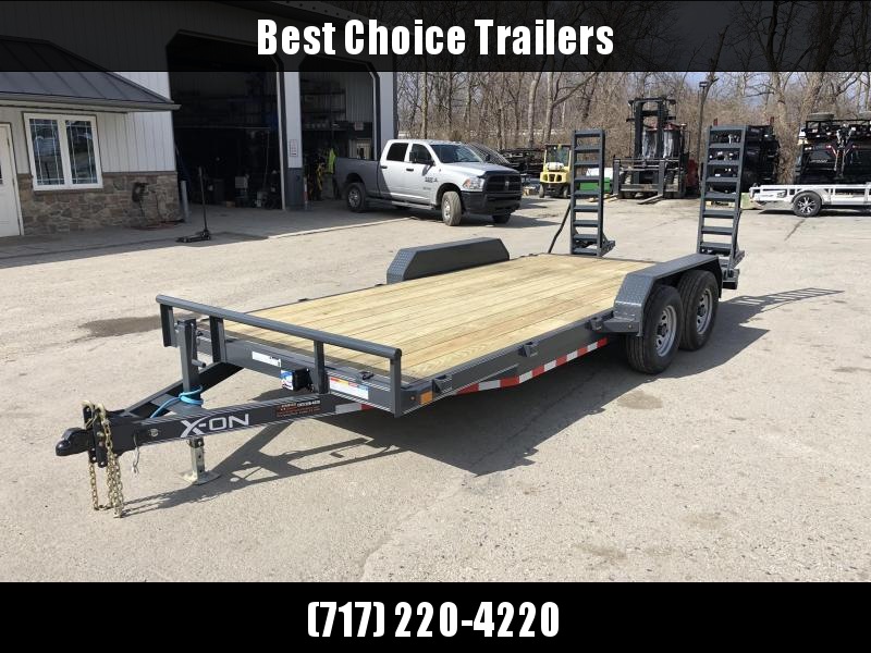 2019 X-On 7x18' Equipment Trailer 9990# GVW * CHARCOAL * STAND UP RAMPS W/ SPRING ASSIST 2019 X-On 7x18' Equipment Trailer 9990# GVW * CHARCOAL * STAND UP RAMPS W/ SPRING ASSIST