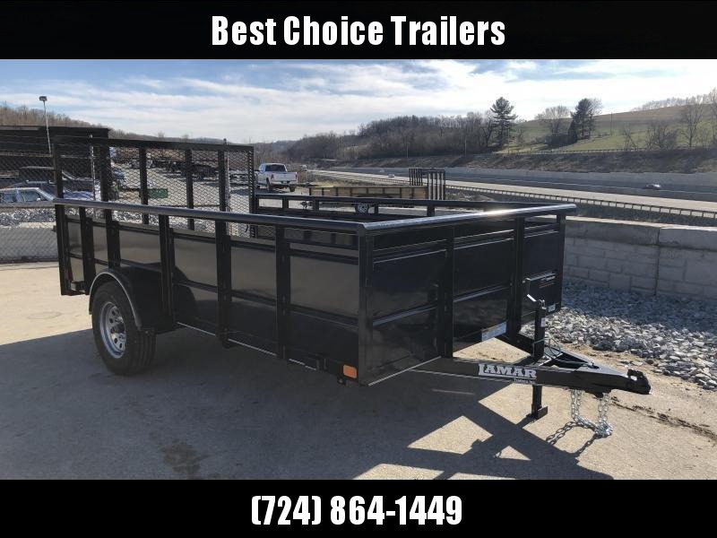 2018 Lamar 77"x12' Steel High Side Utility Trailer 2990# GVW * PIPE TOP * 2' SOLID SIDES * DROP LEG JACK * CAST COUPLER * CHARCOAL * TUBE GATE 2018 Lamar 77"x12' Steel High Side Utility Trailer 2990# GVW * PIPE TOP * 2' SOLID SIDES * DROP LEG JACK * CAST COUPLER * CHARCOAL * TUBE GATE