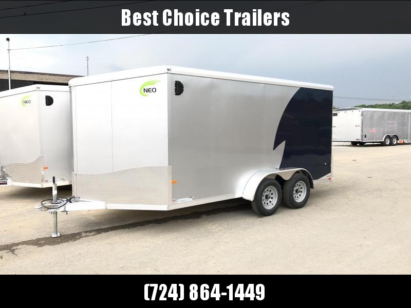 2018 Neo 7x14 NAMR Aluminum Enclosed Motorcycle Trailer * SILVER & INDIGO * WHITE WALLS 2018 Neo 7x14 NAMR Aluminum Enclosed Motorcycle Trailer * SILVER & INDIGO * WHITE WALLS