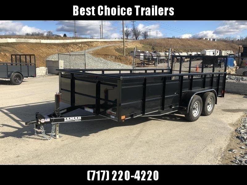 2019 Lamar 7x16' Utility Trailer 7000# GVW * 2' STEEL HIGH SIDES * PIPE TOP * ADJUSTABLE COUPLER * DROP LEG JACK * TIE DOWN RAIL * CHARCOAL * TUBE GATE 2019 Lamar 7x16' Utility Trailer 7000# GVW * 2' STEEL HIGH SIDES * PIPE TOP * ADJUSTABLE COUPLER * DROP LEG JACK * TIE DOWN RAIL * CHARCOAL * TUBE GATE