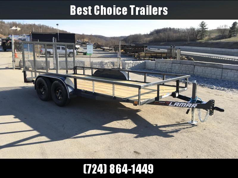 2018 Lamar 7x16' Tube Top Utility Trailer 7000# GVW DELUXE * TUBE TOP * TUBE GATE * DROP LEG JACK * ADJUSTABLE COUPLER * CHARCOAL 2018 Lamar 7x16' Tube Top Utility Trailer 7000# GVW DELUXE * TUBE TOP * TUBE GATE * DROP LEG JACK * ADJUSTABLE COUPLER * CHARCOAL