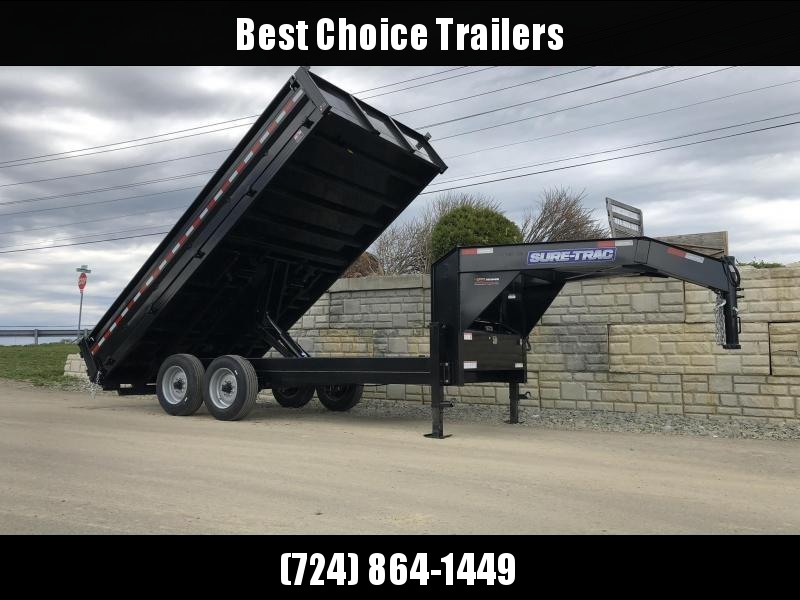 2019 Sure-Trac 8x16' HD Gooseneck Deckover Dump Trailer 16000# GVW * 8000# AXLE UPGRADE * FOLD DOWN SIDES 2019 Sure-Trac 8x16' HD Gooseneck Deckover Dump Trailer 16000# GVW * 8000# AXLE UPGRADE * FOLD DOWN SIDES