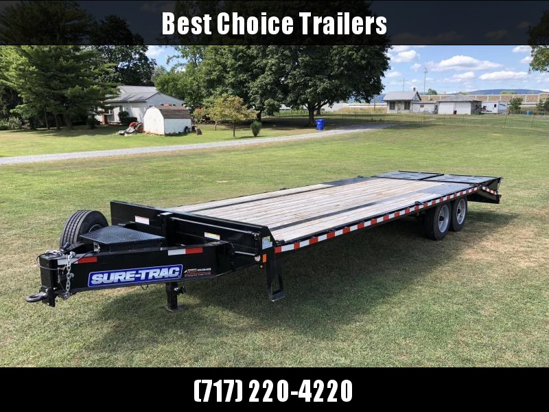 USED 2019 Sure-Trac 102"x20+5' LowPro Beavertail Deckover Trailer 17600# GVW * 8000# AXLES * PIERCED FRAME * FULL WIDTH RAMPS * 12" I-BEAM * SPARE TIRE * TOOLBOX * UNDERCOATED USED 2019 Sure-Trac 102"x20+5' LowPro Beavertail Deckover Trailer 17600# GVW * 8000# AXLES * PIERCED FRAME * FULL WIDTH RAMPS * 12" I-BEAM * SPARE TIRE * TOOLBOX * UNDERCOATED