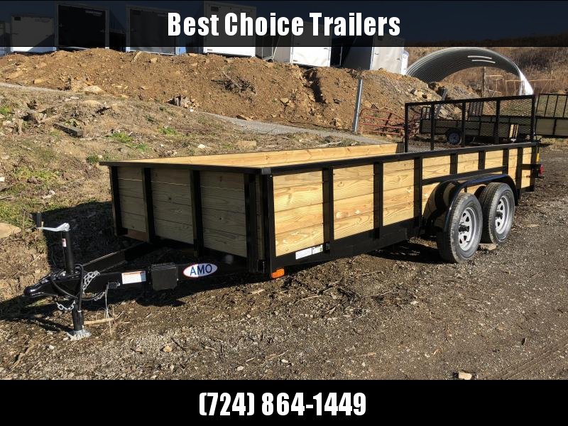 2018 AMO 76"x16' Wood High Side Angle Iron Utility Landscape Trailer 7000# GVW * TUBE TOP UPGRADE * CLEARANCE - FREE ALUMINUM WHEELS 2018 AMO 76"x16' Wood High Side Angle Iron Utility Landscape Trailer 7000# GVW * TUBE TOP UPGRADE * CLEARANCE - FREE ALUMINUM WHEELS