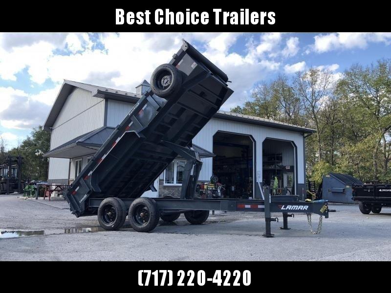 2019 Lamar 7x16' Dump Trailer 16000# GVW * 8K AXLE UPGRADE * TARP * RAMPS * DUAL 12K JACKS * 17.5" RUBBER * SPARE * REAR SUPPORT STANDS * OIL BATH * CHARCOAL 2019 Lamar 7x16' Dump Trailer 16000# GVW * 8K AXLE UPGRADE * TARP * RAMPS * DUAL 12K JACKS * 17.5" RUBBER * SPARE * REAR SUPPORT STANDS * OIL BATH * CHARCOAL
