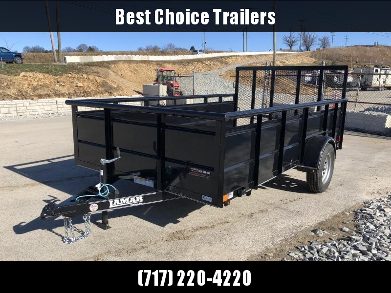 2019 Lamar 77"x12' Steel High Side Utility Trailer 2990# GVW * PIPE TOP * 2' SOLID SIDES * DROP LEG JACK * CAST COUPLER * TUBE GATE 2019 Lamar 77"x12' Steel High Side Utility Trailer 2990# GVW * PIPE TOP * 2' SOLID SIDES * DROP LEG JACK * CAST COUPLER * TUBE GATE