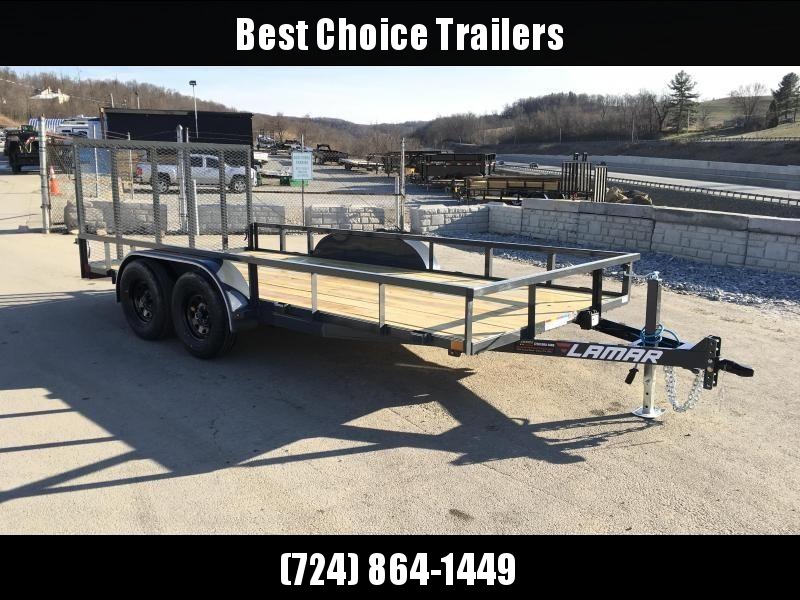 2018 Lamar 7x16' Tube Top Utility Trailer 7000# GVW DELUXE * TUBE TOP * TUBE GATE * DROP LEG JACK * ADJUSTABLE COUPLER * CHARCOAL 2018 Lamar 7x16' Tube Top Utility Trailer 7000# GVW DELUXE * TUBE TOP * TUBE GATE * DROP LEG JACK * ADJUSTABLE COUPLER * CHARCOAL