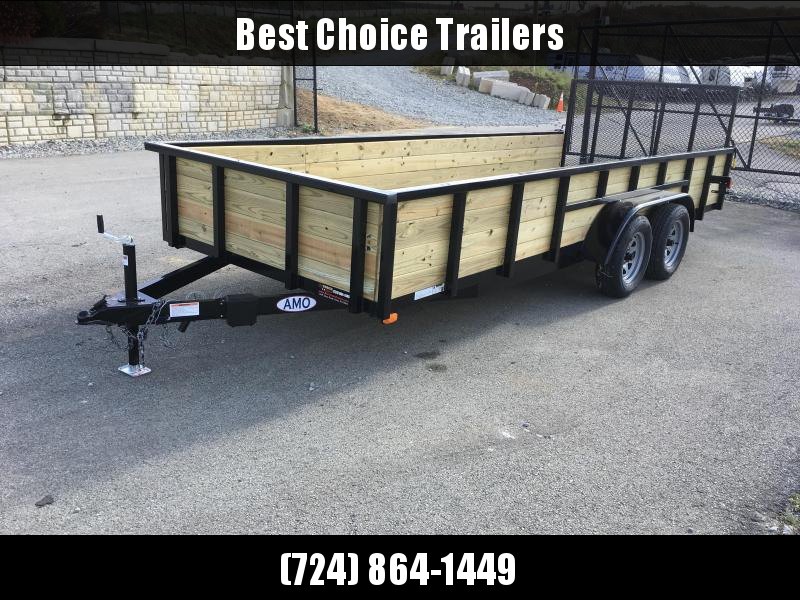 2019 AMO 76"x18' Wood High Side TUBE TOP Utility Landscape Trailer 7000# GVW * TUBE FRAME * TUBE TOP RAIL * TUBE UPRIGHTS 2019 AMO 76"x18' Wood High Side TUBE TOP Utility Landscape Trailer 7000# GVW * TUBE FRAME * TUBE TOP RAIL * TUBE UPRIGHTS