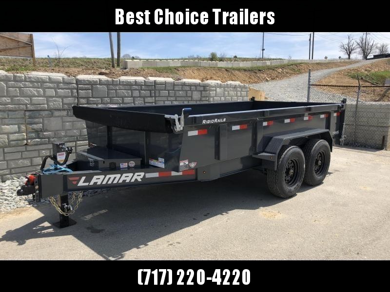 2018 Lamar 7x14' Dump Trailer 14000# GVW - DELUXE * TARP * RAMPS * SPARE MOUNT * 14-PLY TIRE UPGRADE * 12K JACK * CHARCOAL WITH BLACK WHEELS * OIL BATH HUBS * CLEARANCE in Ashburn, VA 2018 Lamar 7x14' Dump Trailer 14000# GVW - DELUXE * TARP * RAMPS * SPARE MOUNT * 14-PLY TIRE UPGRADE * 12K JACK * CHARCOAL WITH BLACK WHEELS * OIL BATH HUBS * CLEARANCE in Ashburn, VA
