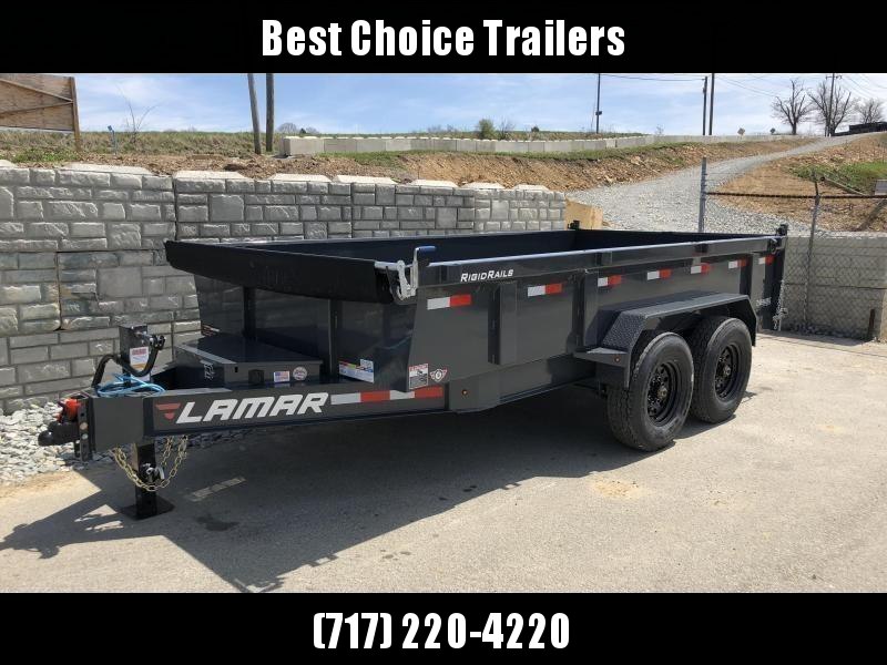 2018 Lamar 7x14' Dump Trailer 14000# GVW - DELUXE * TARP * RAMPS * SPARE MOUNT * SPARE TIRE * 14-PLY TIRE UPGRADE * 12K JACK * CHARCOAL WITH BLACK WHEELS * OIL BATH HUBS * CLEARANCE in Ashburn, VA 2018 Lamar 7x14' Dump Trailer 14000# GVW - DELUXE * TARP * RAMPS * SPARE MOUNT * SPARE TIRE * 14-PLY TIRE UPGRADE * 12K JACK * CHARCOAL WITH BLACK WHEELS * OIL BATH HUBS * CLEARANCE in Ashburn, VA