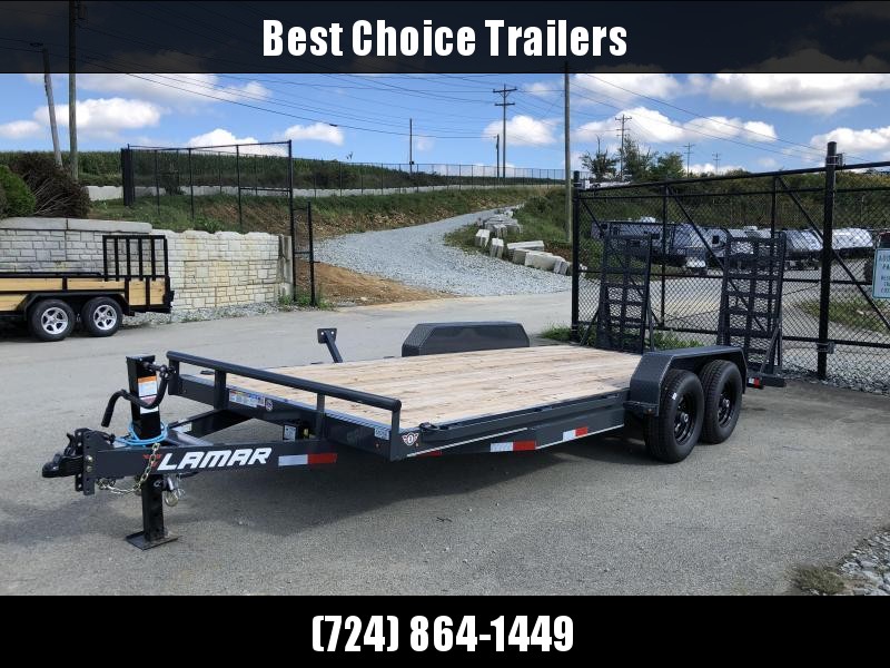 2018 Lamar 7x18' CC10 Equipment Trailer 9990# GVW - CHARCOAL * DELUXE RAMPS * 12K DROPLEG JACK * CLEARANCE - FREE ALUMNIUM WHEELS 2018 Lamar 7x18' CC10 Equipment Trailer 9990# GVW - CHARCOAL * DELUXE RAMPS * 12K DROPLEG JACK * CLEARANCE - FREE ALUMNIUM WHEELS