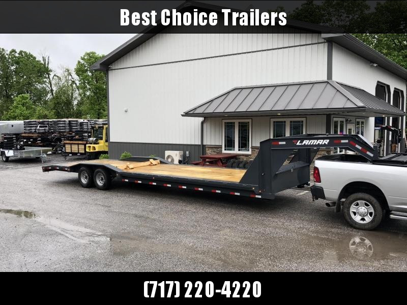 2018 Lamar 102"x32' Gooseneck Car Trailer 14000# GVW * CHARCOAL * 102" DECK * DRIVE OVER FENDERS * OVERLENGTH RAMPS * 14-PLY RUBBER * CLEARANCE 2018 Lamar 102"x32' Gooseneck Car Trailer 14000# GVW * CHARCOAL * 102" DECK * DRIVE OVER FENDERS * OVERLENGTH RAMPS * 14-PLY RUBBER * CLEARANCE