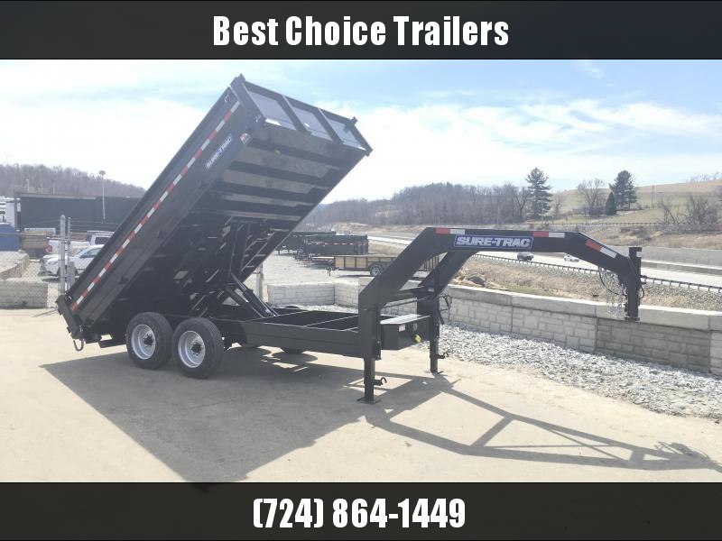2018 Sure-Trac 8x14' HD Gooseneck Deckover Dump Trailer 16000# GVW - FOLD DOWN SIDES 2018 Sure-Trac 8x14' HD Gooseneck Deckover Dump Trailer 16000# GVW - FOLD DOWN SIDES