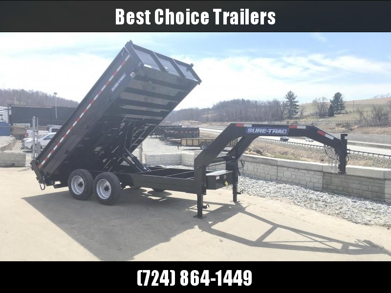 2018 Sure-Trac 8x14' HD Gooseneck Deckover Dump Trailer 16000# GVW - FOLD DOWN SIDES 2018 Sure-Trac 8x14' HD Gooseneck Deckover Dump Trailer 16000# GVW - FOLD DOWN SIDES