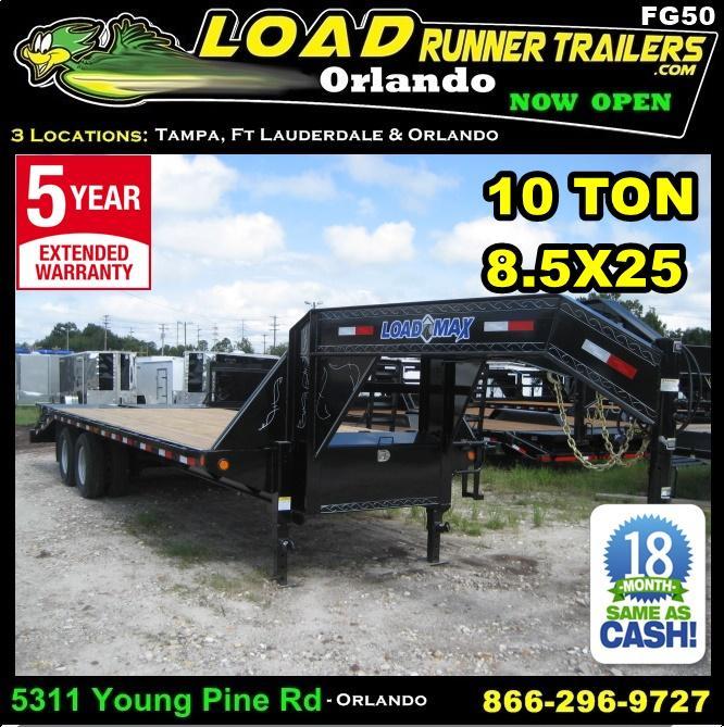 *FG50* 8.5x25 Gooseneck Deck Trailer |10 TON Flatbed Trailers 8.5 x 25 | FG102-25T10-FF *FG50* 8.5x25 Gooseneck Deck Trailer |10 TON Flatbed Trailers 8.5 x 25 | FG102-25T10-FF