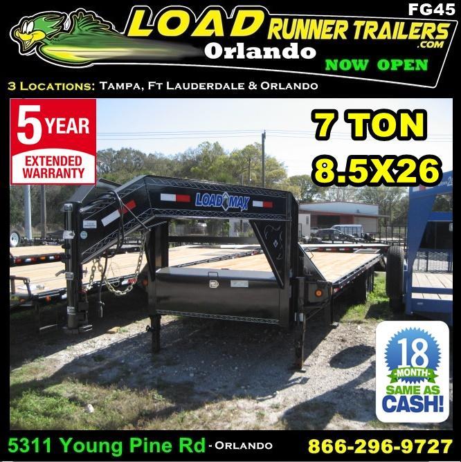 *FG45* 8.5x26 Gooseneck Flatbed Deck Over Trailer |7 TON Trailers 8.5 x 26 | FG102-26T7-FF *FG45* 8.5x26 Gooseneck Flatbed Deck Over Trailer |7 TON Trailers 8.5 x 26 | FG102-26T7-FF
