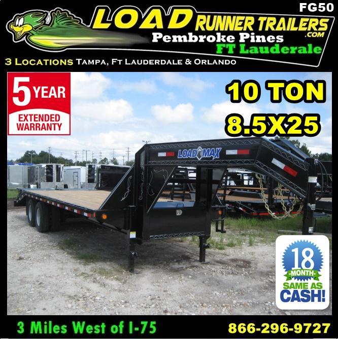 *FG50* 8.5x25 Gooseneck Deck Trailer 10 TON Flatbed 8.5 x 25 | FG102-25T10-FF *FG50* 8.5x25 Gooseneck Deck Trailer 10 TON Flatbed 8.5 x 25 | FG102-25T10-FF