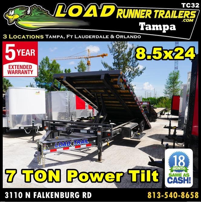 *T32* 8.5x24 7 TON Flatbed Tilt Trailer | Deck Over Power Tilt 8.5 x 24 | TFC102-24T7-PT *T32* 8.5x24 7 TON Flatbed Tilt Trailer | Deck Over Power Tilt 8.5 x 24 | TFC102-24T7-PT