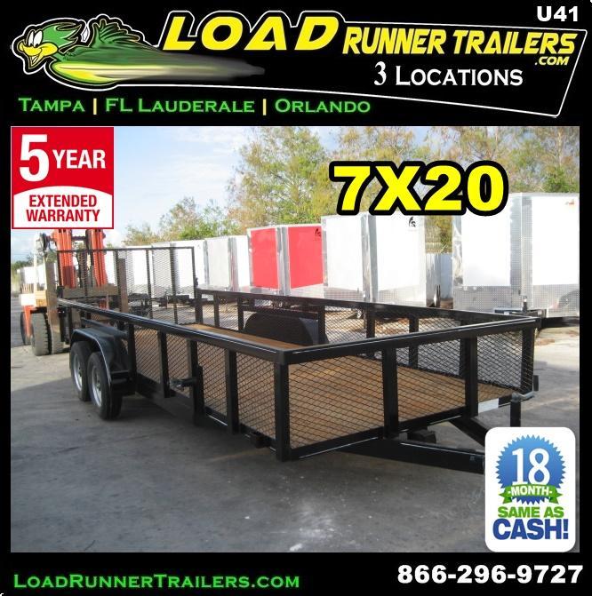 *U41* 7x20 Tandem 3500# Axles Utility Trailer w/Tube Rail & 2' Mesh Sides 7 x 20 | U82-20T3-1B-TR/2M *U41* 7x20 Tandem 3500# Axles Utility Trailer w/Tube Rail & 2' Mesh Sides 7 x 20 | U82-20T3-1B-TR/2M