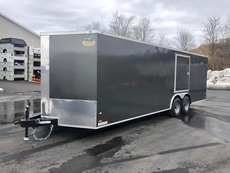 COVERED WAGON 2019 CHARCOAL 8.5' x 24' SEMI-SCREWLESS WITH ESCAPE DOOR ENCLOSED CARGO TRAILER / CAR HAULER COVERED WAGON 2019 CHARCOAL 8.5' x 24' SEMI-SCREWLESS WITH ESCAPE DOOR ENCLOSED CARGO TRAILER / CAR HAULER