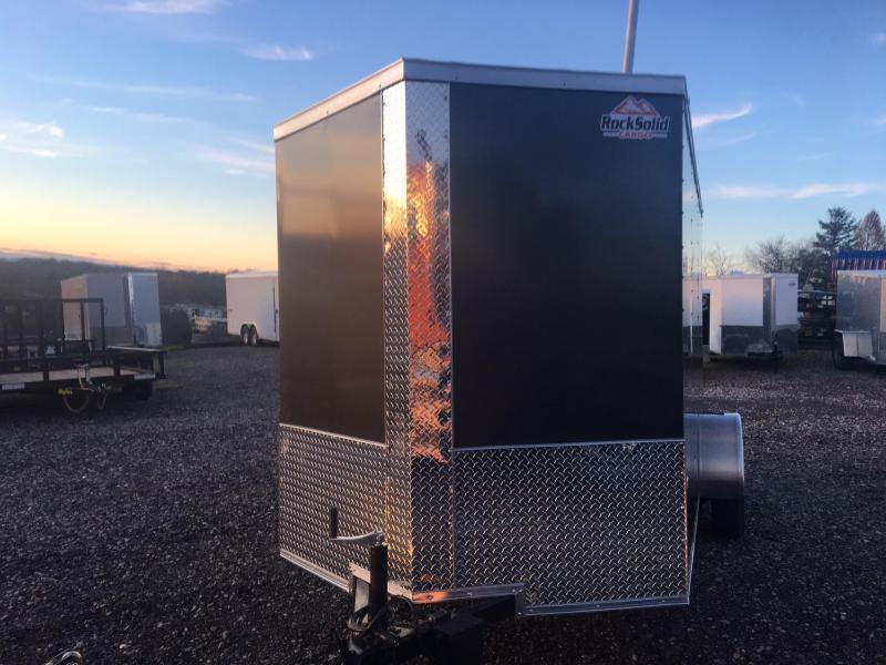 ROCK SOLID 2019 6' x 12' CHARCOAL GRAY SEMI-SCREWLESS SINGLE AXLE V-NOSE ENCLOSED TRAILER ROCK SOLID 2019 6' x 12' CHARCOAL GRAY SEMI-SCREWLESS SINGLE AXLE V-NOSE ENCLOSED TRAILER
