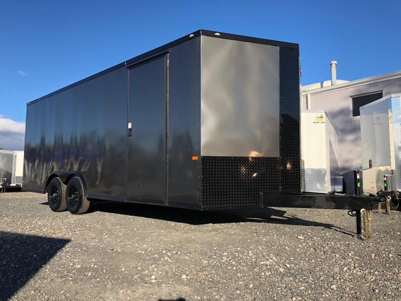 ROCK SOLID 2019 8.5 x 20 Tandem Axle 10000 LB. GVW Charcoal Gray with Black Rock Solid Package Semi Screwless Enclosed V-NOSE Trailer CAR HAULER w/Extended Triple Tube Tongue ROCK SOLID 2019 8.5 x 20 Tandem Axle 10000 LB. GVW Charcoal Gray with Black Rock Solid Package Semi Screwless Enclosed V-NOSE Trailer CAR HAULER w/Extended Triple Tube Tongue