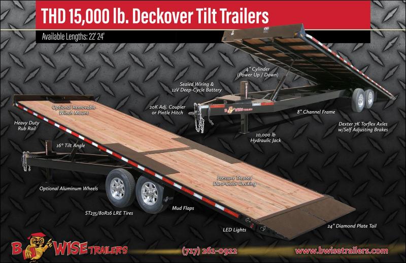 BWISE 2018 8.5' x 22' THD22-15 BLACK DECKOVER TILT TRAILER BWISE 2018 8.5' x 22' THD22-15 BLACK DECKOVER TILT TRAILER