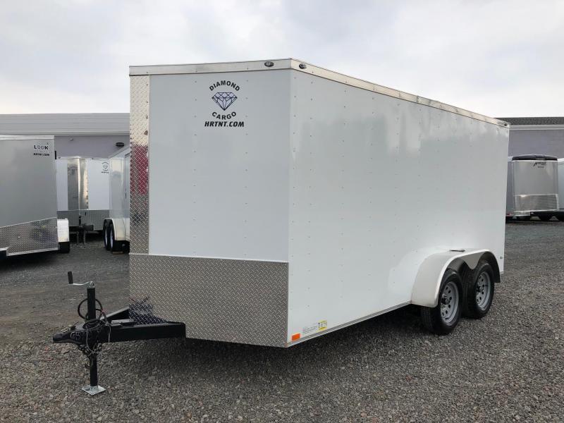 DIAMOND CARGO 2018 7 x 14 TANDEM AXLE WHITE V-NOSE ENCLOSED TRAILER DIAMOND CARGO 2018 7 x 14 TANDEM AXLE WHITE V-NOSE ENCLOSED TRAILER