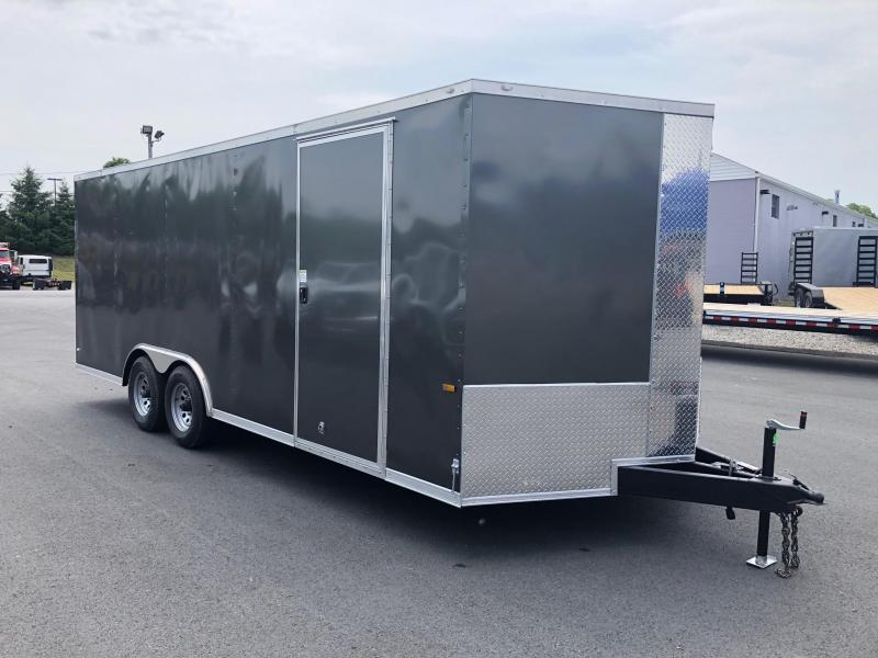 ROCK SOLID 2019 8.5 x 20 Tandem Axle Charcoal Semi Screwless Enclosed V-NOSE Trailer with TRIPLE TUBE TONGUE EXTENDED ROCK SOLID 2019 8.5 x 20 Tandem Axle Charcoal Semi Screwless Enclosed V-NOSE Trailer with TRIPLE TUBE TONGUE EXTENDED