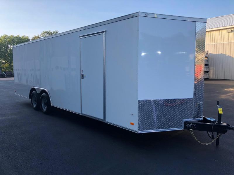 COVERED WAGON 2019 WHITE 8.5' x 24' SEMI-SCREWLESS ENCLOSED CARGO TRAILER CAR HAULER W/ESCAPE DOOR COVERED WAGON 2019 WHITE 8.5' x 24' SEMI-SCREWLESS ENCLOSED CARGO TRAILER CAR HAULER W/ESCAPE DOOR