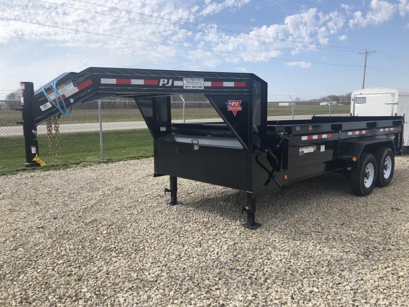 PJ Trailers 16' x 83" Low Pro Gooseneck Dump Trailer PJ Trailers 16' x 83" Low Pro Gooseneck Dump Trailer