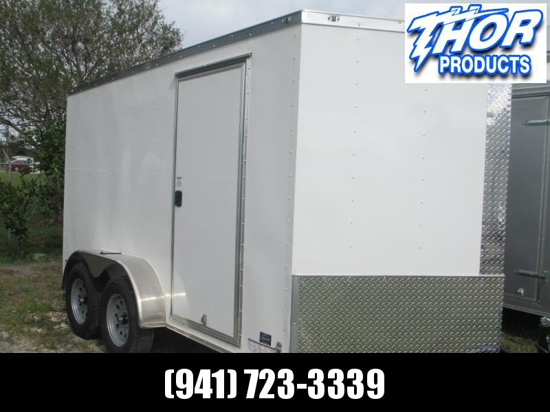 NEW 7 x 14 TA Enclosed Trailer V-nose White w/Ramp door NEW 7 x 14 TA Enclosed Trailer V-nose White w/Ramp door