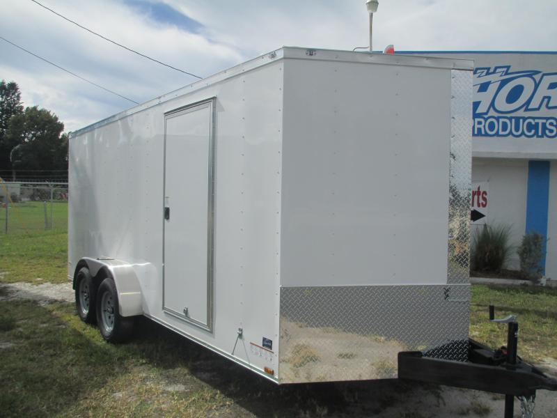 NEW 7 x 16 TA Enclosed Trailer V-nose White w/Ramp Door IN STOCK!! NEW 7 x 16 TA Enclosed Trailer V-nose White w/Ramp Door IN STOCK!!