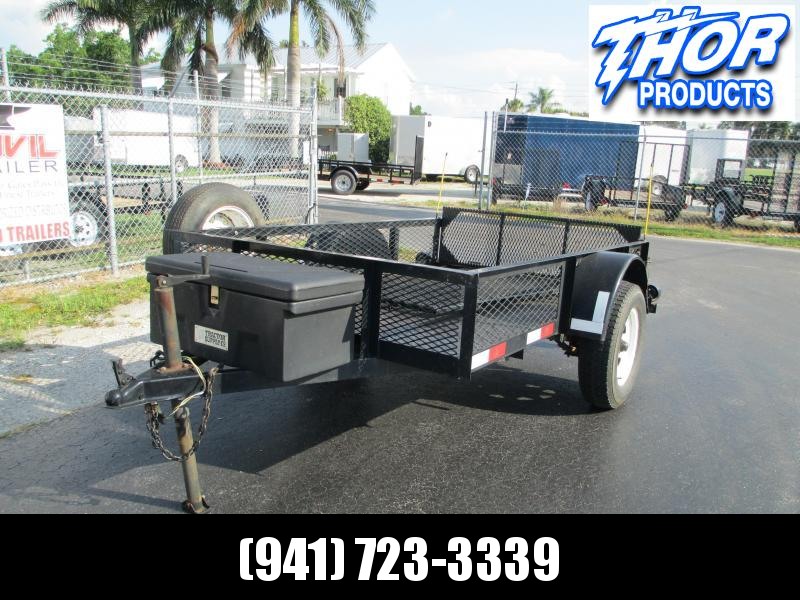 USED 2004 5X8 Utility Trailer w/2 ramps spare steel floor mesh sides tie downs USED 2004 5X8 Utility Trailer w/2 ramps spare steel floor mesh sides tie downs
