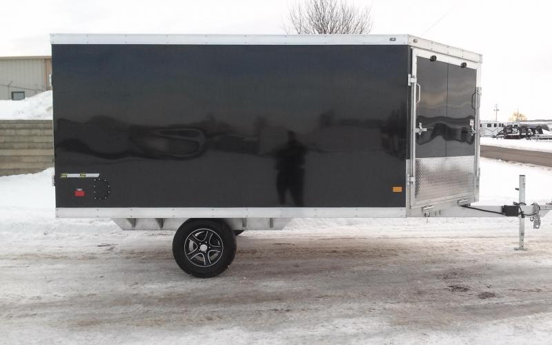 2018 Wells Cargo 8x12 Silver Sport Dual Front Ramp Aluminum Snowmobile