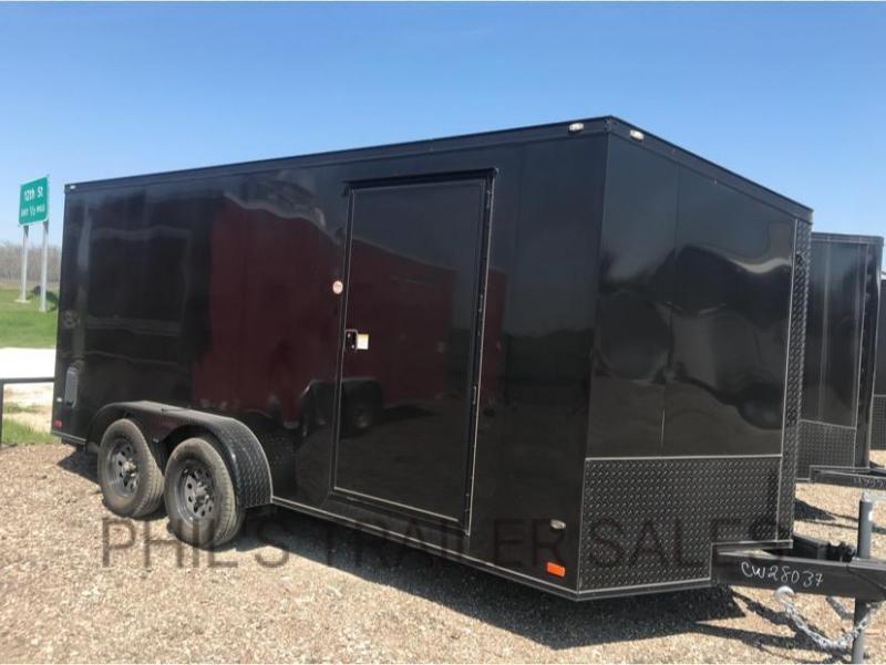 7x16 + slant V Black OUT Screwless Enclosed Cargo Trailer 7x16 + slant V Black OUT Screwless Enclosed Cargo Trailer
