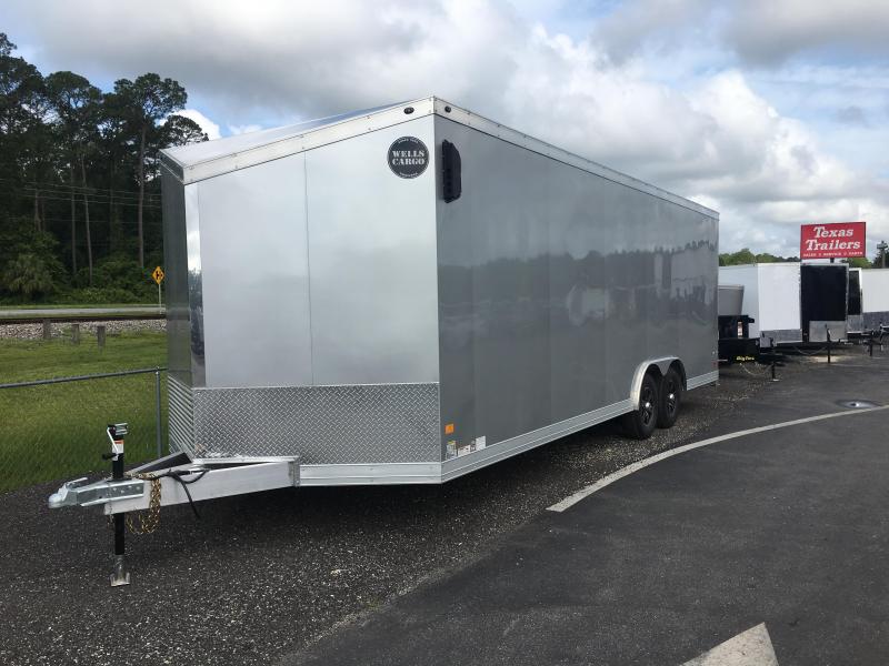 WAUV85X2424 WELLS CARGO 8.5X24 SILVER SPORT ALUMINUM ENCLOSED CAR HAULER W/ CUSTOM OPTIONS WAUV85X2424 WELLS CARGO 8.5X24 SILVER SPORT ALUMINUM ENCLOSED CAR HAULER W/ CUSTOM OPTIONS